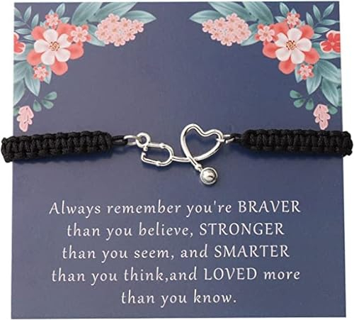 Stethoskop-Armband, Medizinstudenten, Abschlussgeschenk – You are Braver Stronger Smarter Than You Think, br, Edelstahl