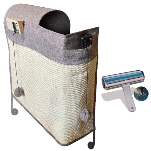 TREKAM Rascador para Gatos y Rodillo quitapelos Sofa - Protector Esquina Sofa Gatos arañazo con Pelotas de Juguete y Bolsillos - afilador de uñas de sisal Natural para Tus Gatitos (Derecha)