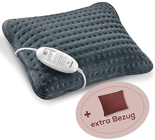 Beurer HK 48 Cosy Sofa-Heizkissen mit Schnellheizung, 3 beleuchtete Temperaturstufen und Abschaltautomatik, extra weiches Wendekissen, mit zusätzlichem Filz-Bezug, rot