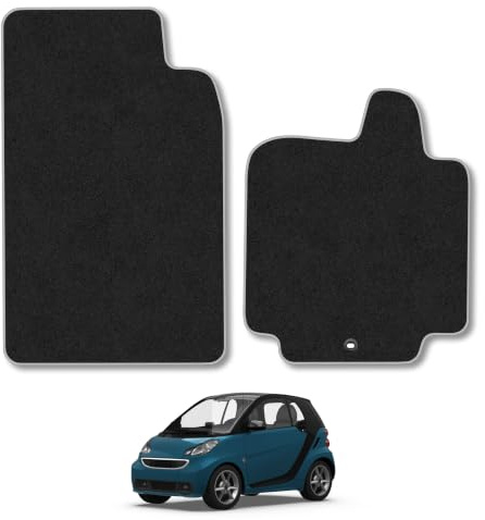 Smart Fortwo (2007-2014) Carpet Car Mats | Grey Edge Trim Tailored Fit Floor Mats Full Coverage Protection Accessories Easy Clean Anti Slip Made in the UK