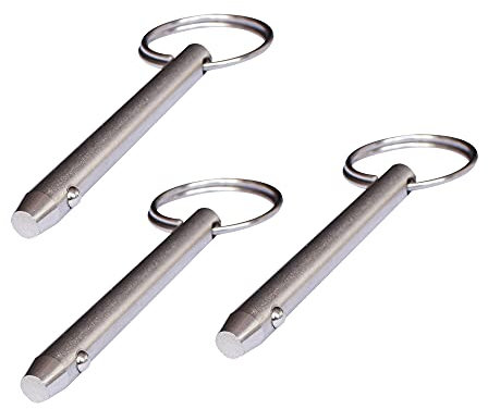 Zetatau 3 perni a sgancio rapido da 8 mm di diametro in acciaio inox 316, lunghezza utile: 57 mm, lunghezza totale 80 mm, per hardware Bimini Top Marine