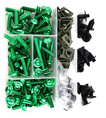 WOBBLO Kit Bulloneria Carena Completa Pinze Carrozzeria per Kawasaki per Versys-X 250/300 per Versys 650 per Versys 1000 Z250 Z300 Z650 Z750 Z800 Z900 Accessori (Color : Green)