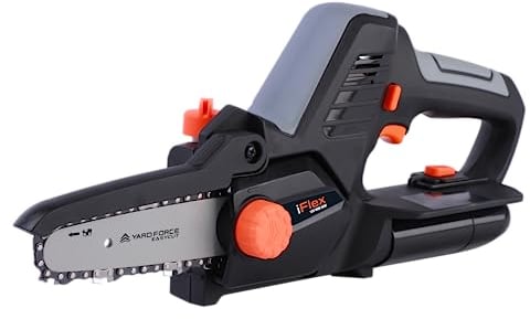 Yard Force Mini motosega iFlex LS F12 da 12 V con batteria agli ioni di litio da 12 V/4,0 Ah, guida a catena da 5, velocità della catena da 7 m/s, peso leggero, 100 mm. Massima potenza di taglio