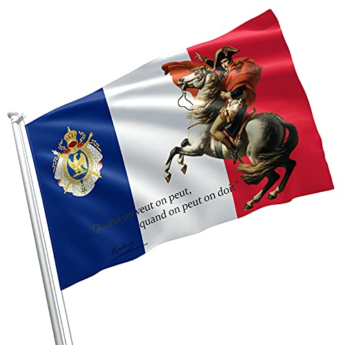 Empereur Politicien Européen Napoléon Bonaparte Portrait Monstre Corse France Leader Empire Français 0,9 x 1,5 m Drapeau Bannière Couleurs vives Double Couture Œillets en Laiton