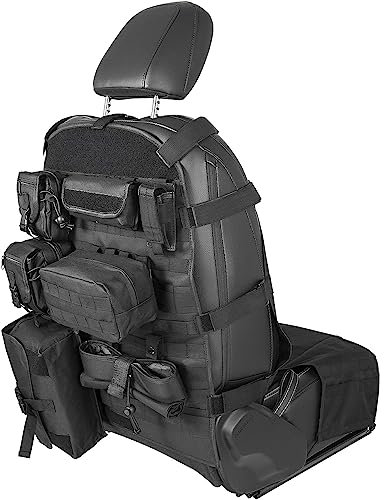 CKPEOR Universal Tactical Seat Back Organizer Tasche mit Aufbewahrungstaschen für Jeep Wrangler JK JKU JL JLU TJ YJ Gladiator JT Cherokee,Schwarz
