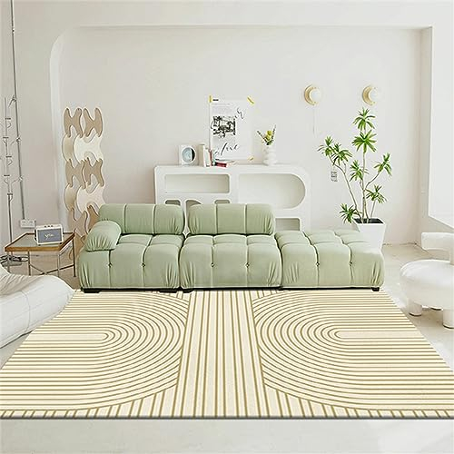 DJHWWD Baby Teppich Krabbelmatte Schmutzige Und Leicht Zu Reinigende Heimsofa-Couchtischdecke Mit Gelbem Kaffeefarbmuster Bettumrandung Teppich 80X160cm