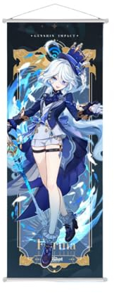 1 x Genshin Impact Fontaine-Schriftrolle, Poster, Wandbehang, geschmiedeter Stoff, Malerei, Dekor (Furina)