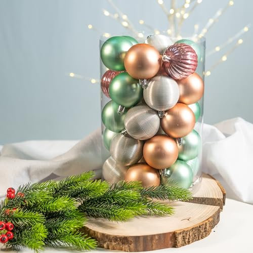 Kunststoff Weihnachtskugel rosa 1 Set - 34 Stück Ø 6cm Deko Kugel Christbaumschmuck Mix Glitzer Matt Gemustert Glänzend
