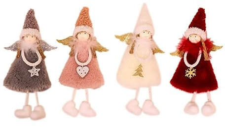 EXCEART 4 Stück Engel Puppe Anhänger Zum Aufhängen Am Weihnachtsbaum Weihnachtsengel Dekoration Puppe Hängende Ornamente Dekorative Plüsch-Engel-anhänger Hölzern Weihnachten Weihnachtstuch