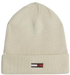 Tommy Jeans Damen Tjw Elongated Flag Aw0aw16777 Beanie-Mütze, Beige, Einheitsgröße EU