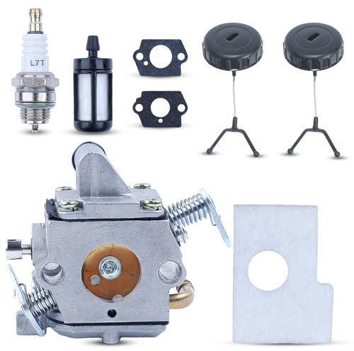 Haishine MS170 Carburador C1Q-S57A para motosierras Stihl 017 018 MS 170 180 C MS170 MS180 MS170C MS180C cortacésped piezas de repuesto con junta de carburador filtro de aire filtro de algodón bujía