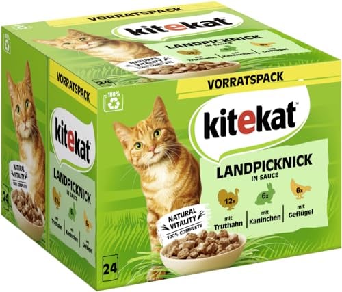 KITEKAT Portionsbeutel Multipack Vorratspack Landpicknick in Sauce 1x 24x85g Katzenfutter, Nassfutter