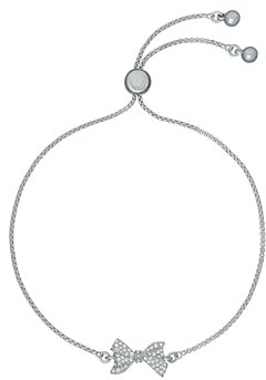 Ted Baker Barset Crystal Bow Adjustable Bracelet For Women (Silver Tone/Clear Crystal)