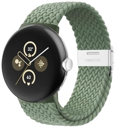 Elastisches Geflochtenes Armband - Kompatibel Mit Google Pixel Watch 2/3 41mm, Verstellbares Nylonarmband (Kaktus)