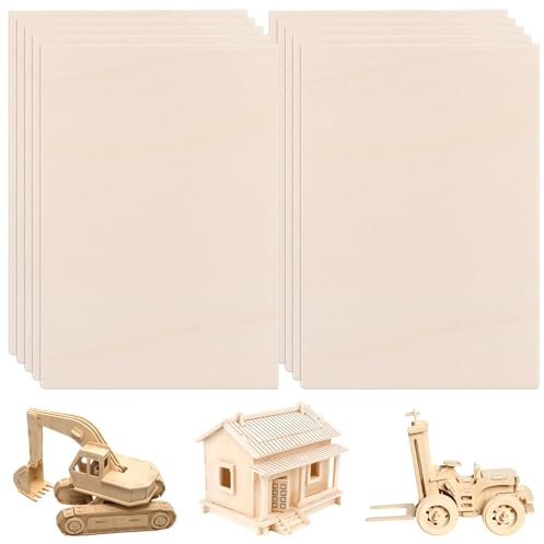 VIDETOL 10 Pièces Contreplaqué A4, 300 x 210 x 6 mm Bois Brut A4, Planche Bois Rectangulaire, Panneau Feuille Découpe Laser, Feuilles de Bois pour Modélisme Architectural, Décorer, l'artisanat