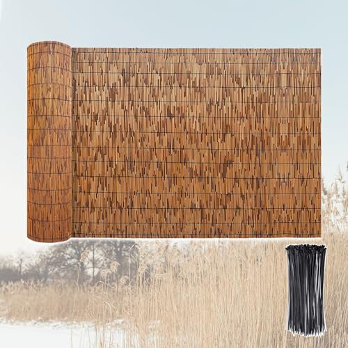 Clôture en Roseau Naturel Canisse Bambou 60cm 90cm 120cm Hauteur Clôture De Jardin Occultant Brise-Vue Facile À Installer Clôture en Bambou pour Exterieur Terrasse Maison Piscine (Color : Carbonized