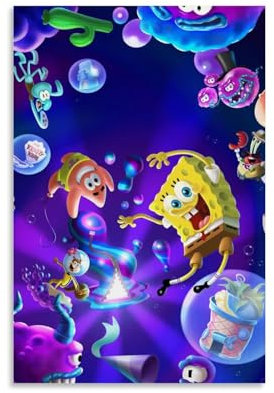 LETOOUY Anime SpongeBob SquarePants Art Poster Dekorative Malerei Leinwand Wandkunst Wohnzimmer Poster Schlafzimmer Malerei,Wandkunst Bilddruck Moderne Familienzimmer Dekor 12x18inch(30x45cm)