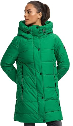 MARIKOO Damen Winterjacke Stepp Winter Jacke Übergang Steppjacke lang warm Kapuze B987