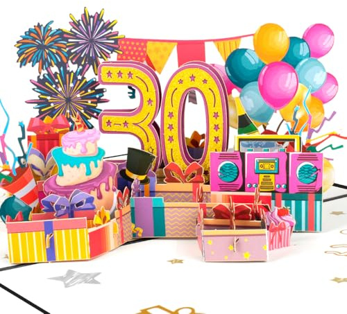 CNLITIHEKA 30. Geburtstag Pop Up Karte für Männer Frauen, Happy 30th Bday Grußkarte für Ehemann Frau, 30. Geburtstag Karte für Papa Mama, Bday Geschenk 30 Jahre alt mit Ballons Party Thema.