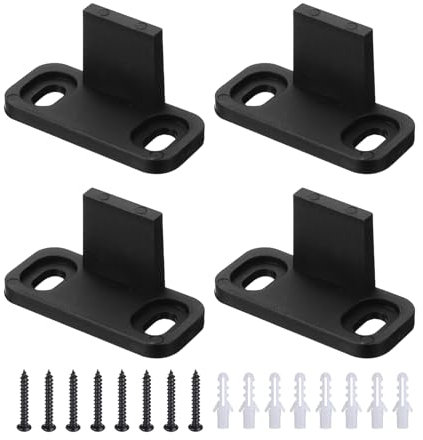 sourcing map 4pcs Barn Door Floor Guide, POM Universal Sliding Barn Door Hardware, Flat Bottom Track Guide Swing Stopper Fit for Bypass Closet Pocket Doors Non-Slotted Floor Guide, Black
