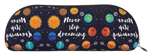 DNBCLEZK Cute Planet Federmäppchen aus Leder für Mädchen und Jungen, bedrucktes niedliches personalisiertes Federmäppchen, Schreibwaren-Aufbewahrungstaschen, gold, Einheitsgröße, Taschen-Organizer
