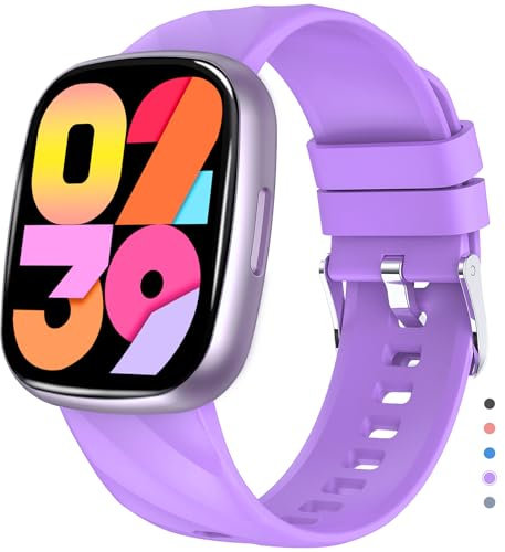 Reloj Inteligente Niño Niña, 1.75“ Smartwatch niños con Llamadas Bluetooth, 37 Modos Deportivos Relojes, Monitor de Sueño, Frecuencia cardíaca, Podómetro, Reloj Niños Regalo para Niños (Púrpura)