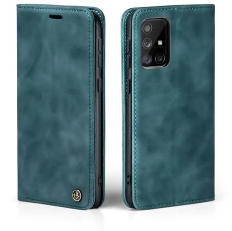 LBH Handyhülle für Samsung Galaxy A71 in Petrol Blau mit Karten- und Geldfach Smartphone Hülle mit Standfunktion Flip Case Schutzhülle Magnetverschluss Vintage