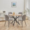 DEYARNA HOME Essgruppe 5-Teilig, 100cm Runder Esstisch und 4 Leinen-Esszimmerstühle, Esstisch und Stühle für 4 Personen, 4 Stühle & Tisch für Küche, Esszimmer und Wohnzimmer (Helle Holzfarbe+Grau)