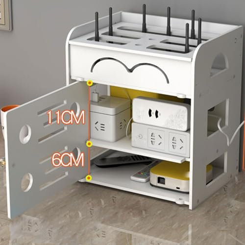 Serenitison Scatola Portaoggetti per Router WiFi da Tavolo,Rack Portaoggetti per Set Top Box TV,Scatola di Immagazzinaggio del Router,Copri Modem,per Nascondi Vari Cavi TV,Decoder,Router(Bianco)