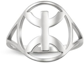 Amaxer Damen Ring Berber Symbol Edelstahl afrikanischer Kabyle Ethno Schmuck, Edelstahl, Edelstahl
