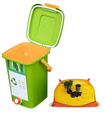 avec Robinet pour Collecter Le Liquide De Compost Composteur 2/2,6/4/5 Gallons Facile à Nettoyer avec Le Couvercle D'étanchéité Compost Cuisine,Style4(20L)-2Set