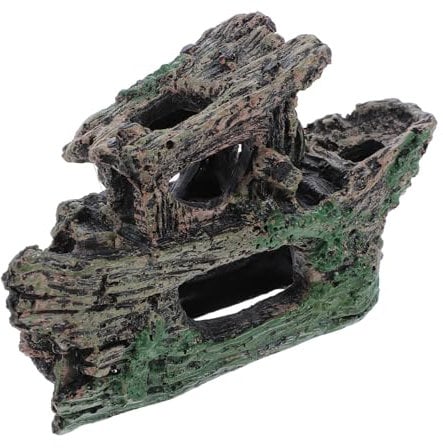 Milisten Fish Tank Shipwreck Landscaping Betta Fish Tank Cat Window Suction Cup Hollow Betta Cave Aquarium Driftwood Cave Fish Tank Logs Cichlid Cave Rocks Aquarium Wood Log Resin