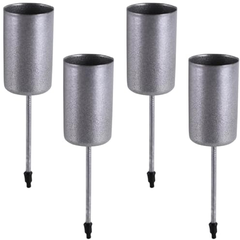 4er Set Kerzenhalter Stecker aus Metall - Moderne, minimalistische Stabkerzenhalter für DIY Adventskranz Silber matt, Ø 2,3 x 4 cm - Kerzenstecker für Stabkerzen, Kerzenständer als Tischdeko