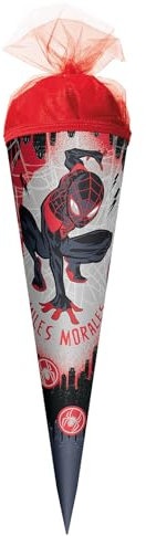 ROTH Schultüte, Marvel Spider-Man (Miles Morales), 35 cm, rund, Tüllverschluss