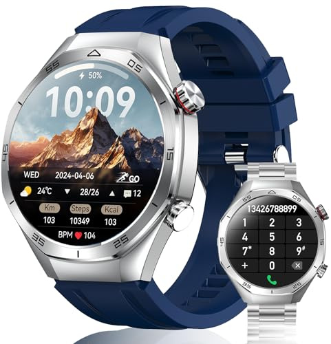 LOYEWAIER Bluetooth Anrufe Smart Watch Männer Frauen Herzfrequenz IP68 wasserdichte Männer Sport Fitness Tracker 1.52''HD Screen Fasion Silber Edelstahl Smart Uhren