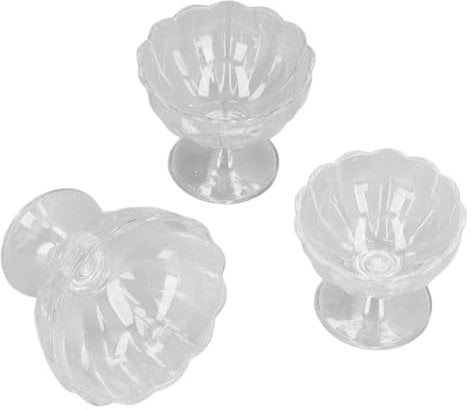 Set di 3 Coppe per Gelato Colorate, Coppe Grandi, Medie e Piccole per Dessert, Gelato, Frutta, Snack, Cocktail, Coppette per Dessert con Disegno Floreale per Feste in Casa, Feste