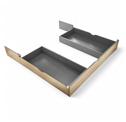 Stella Trading 2X Bettkästen passend zum Bett ASCHAU - ideal für zusätzlichen Stauraum - Bettschubkästen in Mauvella Eiche Optik, Graphit - 184 x 25 x 181 cm (B/H/T)