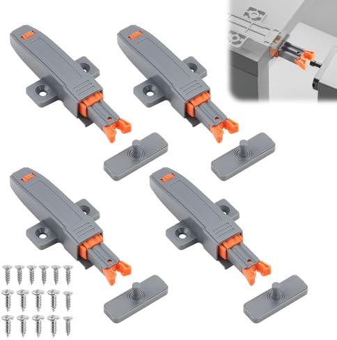 Push to Open Door Catches 4 Pack Automatic Push-to-Close Latch Heavy Duty Cupboard Catch Strong 30 N Spring Release Drawer Touch Push Door Catch for Cabinets Kitchen Wardrobes Closets