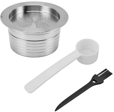 Stainless Steel Coffee Pod, Reusable Coffee Capsule Refillable Coffee Capsule Spoon Brush Kit, Stainless Steel Filter Cup Coffee Machine Accessory for Lavazza A Mio Coffee Machine