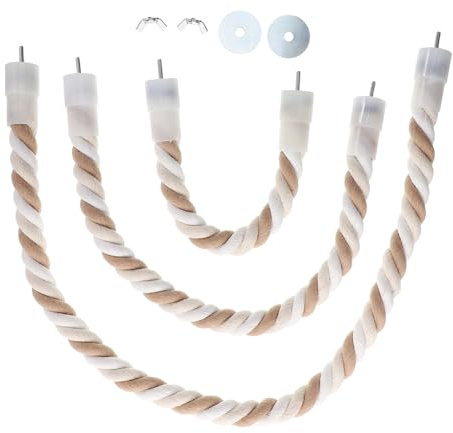 Milisten 3Er Set Papageiensitzstange Aus Baumwollseil Biegsame Vogelseil-Sitzstange 66.00 X 2.30 X 2.30 cm Kletterseil Für Wellensittiche Nymphensittiche Unzertrennliche Vogelkäfigzubehör