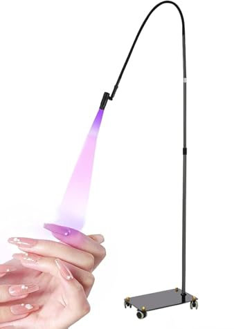 UV Light for Lash Extension, Adjustable Lash Lamp, Cordless LED Foot Pedal UV Gel Polish Curing Light - Flexible Gooseneck Flash Cure Lamp, Salon Manicure Dryer,Black