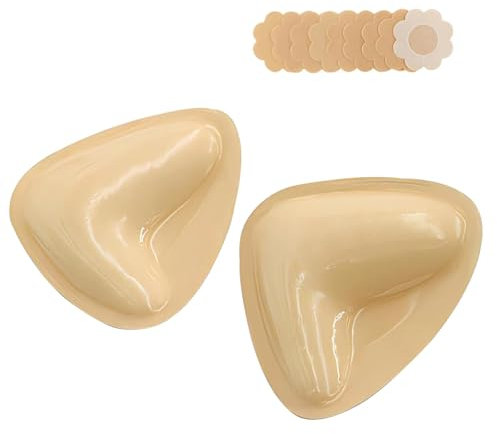 TAXTYHRE Reggiseno Adesivo Push Up, Inserti per Reggiseno Biadesivo, con 10 Paia Copri Capezzoli, Silicone Coppe Adesive Riutilizzabili, Adatto per Costumi da Bagno e Abiti Estivi, Coppa B