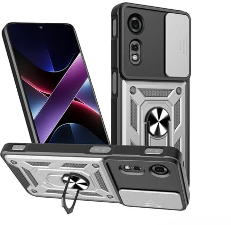 BORYA Cover per ZTE nubia Neo 2 5G, Antiurto Silicone PC + TPU Bumper Custodia, Premio Militare Antigraffio Caso con Magnetico 360° Supporto e Copertina Telecamera. Argenteo