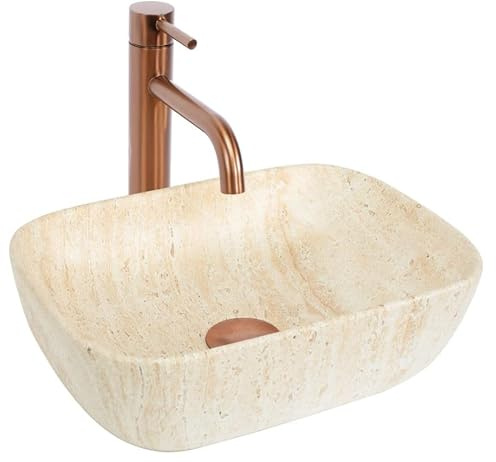GTM Design Aufsatzwaschbecken Matt Modern Waschbecken ohne Hahnloch - Elegant Aufsatzwaschbecken Oval für Badezimmer und Gäste WC - nur Bad Waschbecken - Modell 16
