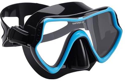 Máscara de buceo para adultos con cubierta de nariz antivaho, máscara de esnórquel de vidrio templado HD con visión panorámica clara de 180°, sin fugas, gafas de piscina para mujeres, hombres, jóvenes