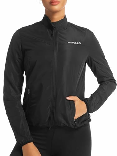 Przewalski Fahrradjacke Damen, Windbreaker Damen Reflektierend Wasserabweisend Atmungsaktiv für Laufen und Radfahren