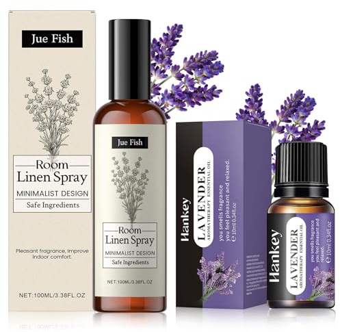 Olio Essenziale Lavanda + 100ml Spray Lavanda Olio Essenziale Puro | Olii Essenziali per Diffusore,per Cuscino,Vestiario,Massaggi,Aiuto per Dormire