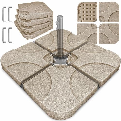 KESSER® Sonnenschirmständer 4-teilig Schirmgewicht Schirmständer für Ampelschirm Bodenkreuz 60 Liter / 80 kg befüllbar mit Wasser oder Sand Inkl. Metallverbinder Ampelschirmständer Kunststoff,