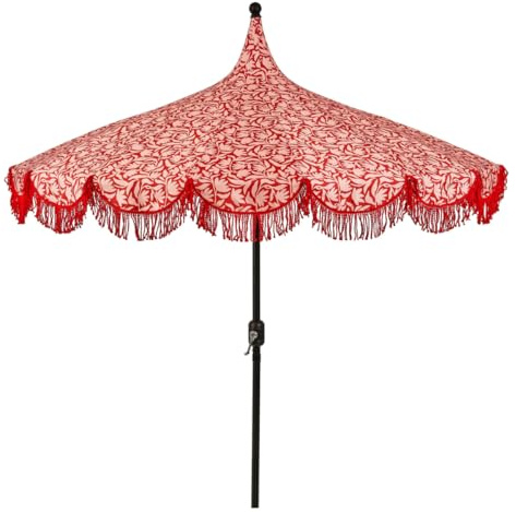 MICA Decoration Kelly Sonnenschirm mit Tragetasche - Stockschirm 238 x Ø235 cm - Garten oder Balkon Sonnenschutz - Polyester, Stahl - Rot