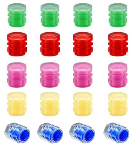 Tire Valve Caps, Fluorescent Dust Cover for Car SUV Truck Motorcycle Bike Bicycle Tyre Decoration | 20 Pieces Fluorescent Protectors for Wheel Valve | Dustproof Wheel Stem Covers